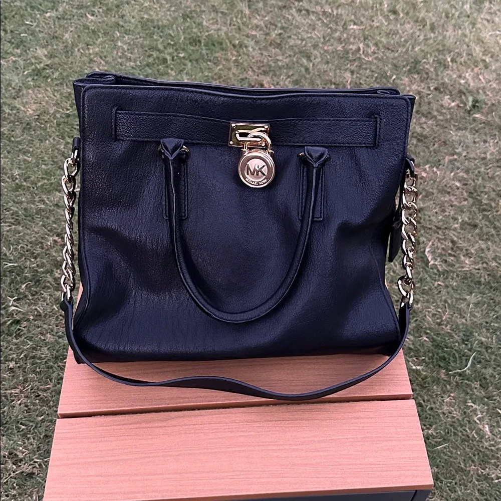 Michael Kors Hamilton Black Leather Satchel EUC - Picture 11 of 12